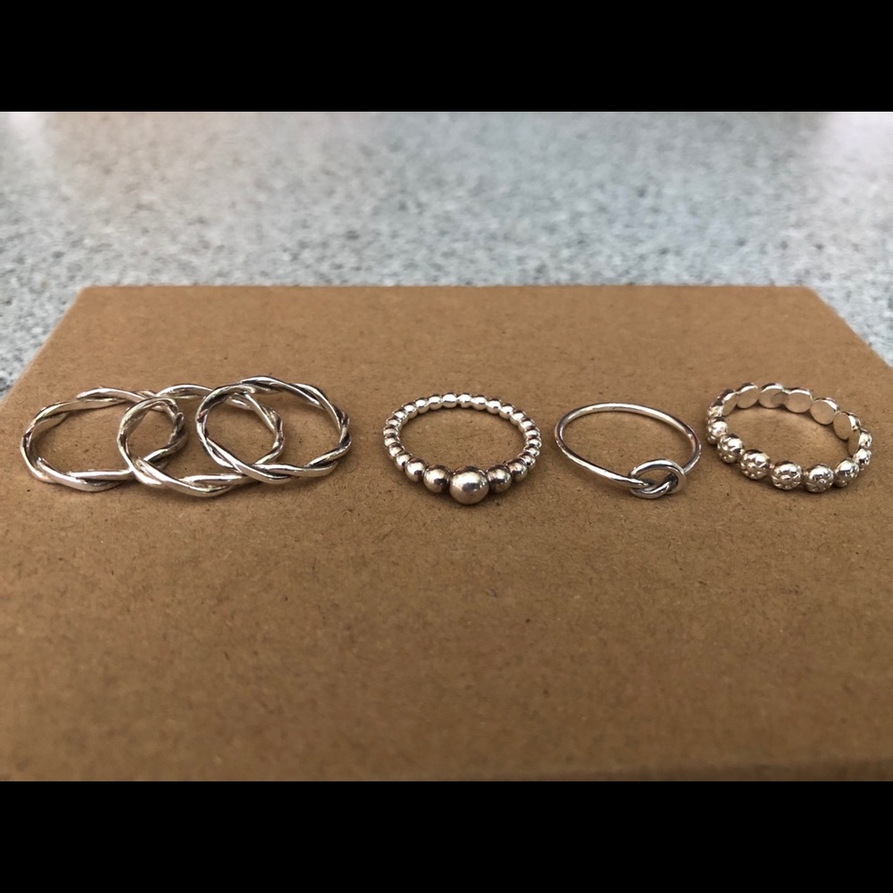 Six sterling stack rings
